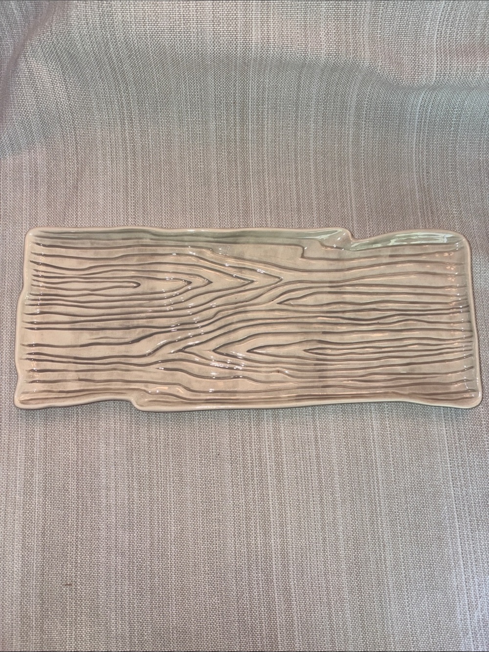 Grasslands Road Beige Wood-Texture Ceramic Vanity Tray